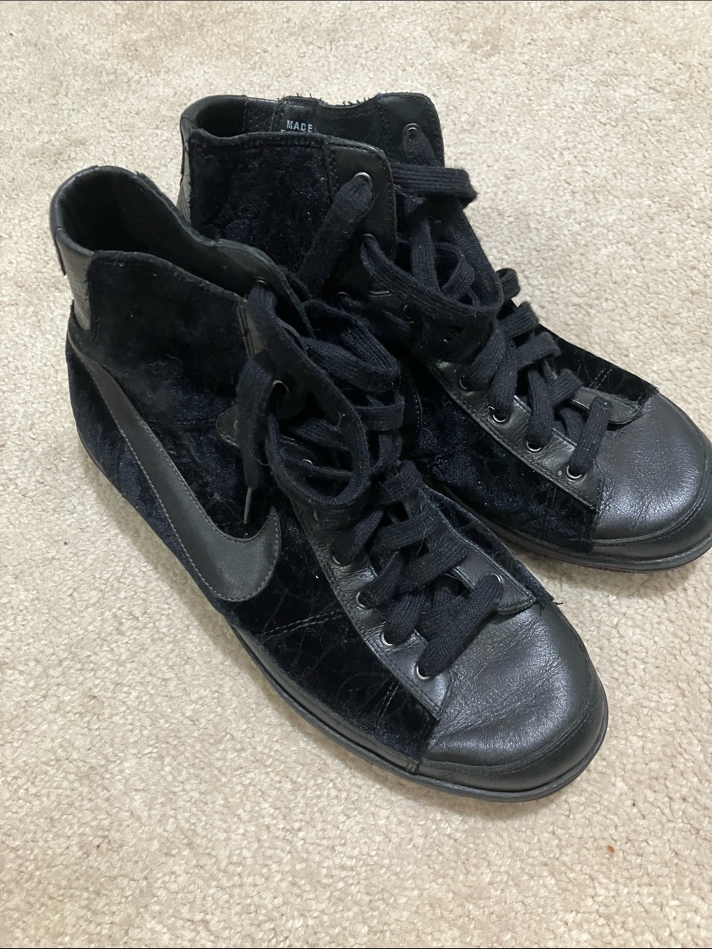 Nike Black High-Top Suede & Leather Sneakers